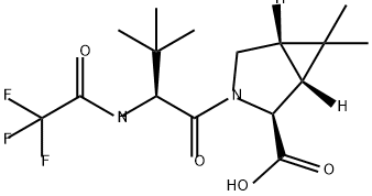 (1R,2S,5S)-3-((S)-3,3-dimetil-2-(2,2,2-trifluoracetamido)butanoil)-6,6-dimetil-3-azabiciklo[3.1.0]heksanas -2-karboksirūgštis