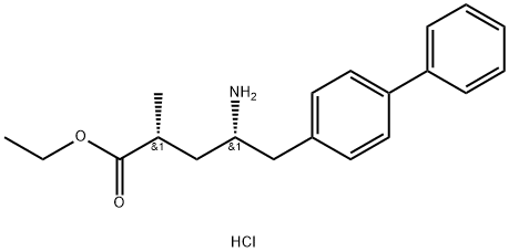 (2R,4S)-4-amino-5-(bifenil-4-il)-2-metilpentano rūgšties etilo esterio hidrochloridas