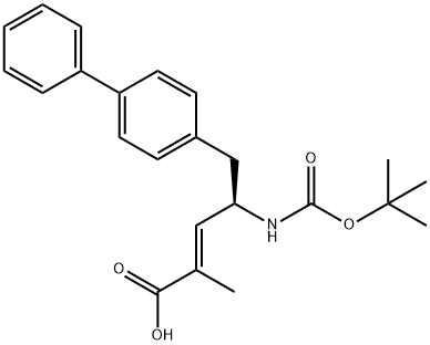 (R,E)-5-((1,1’-bifenil)-4-il)-4-((tret-butoksikarbonil)amino)-2-metilpent-2-eno rūgštis