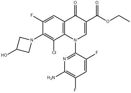 1-(6-amino-3,5-difluor-2-piridinil)-8-chlor-6-fluor-1,4-dihidro-7-(3-hidroksi-1-azetidinil)-4-okso-3- chinolino karboksirūgšties etilo esteris