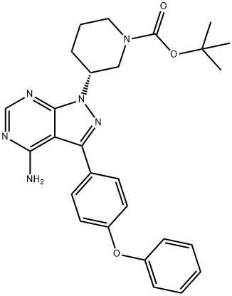 1-piperidinkarboksirūgštis, 3-[4-amino-3-(4-fenoksifenil)-1H-pirazolo[3,4-d]pirimidin-1-il]-, 1,1-dimetiletilo esteris, (3R)