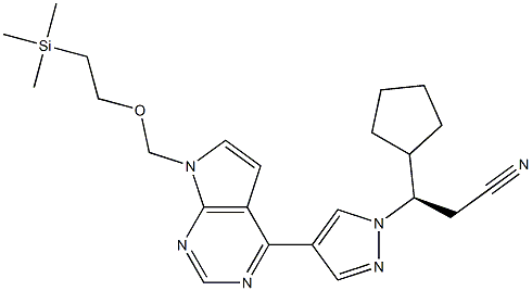 1H-pirazol-1-propannitrilas, β-ciklopentil-4-[7-[[2-(trimetilsilil)etoksi]metil]-7H-pirolo[2,3-d]pirimidin-4-il]-, (βR) -