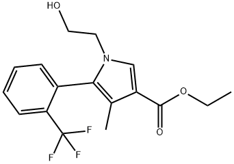 1H-pirolis-3-karboksirūgštis, 1-(2-hidroksietil)-4-metil-5-[2-(trifluormetil)fenil]-etilo esteris