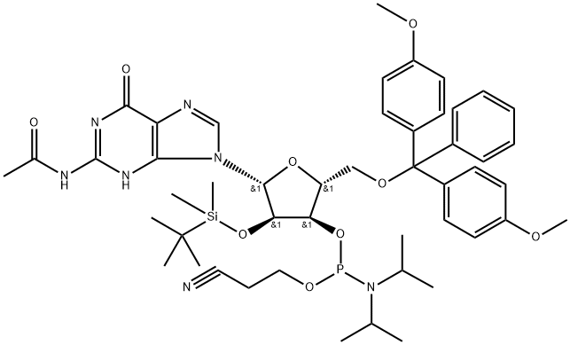 2’-O-[(tret-butil)dimetilsilil]-N-acetilguanozin-3’-(2-cianoetil-N,N-diizopropil)fosforamiditas