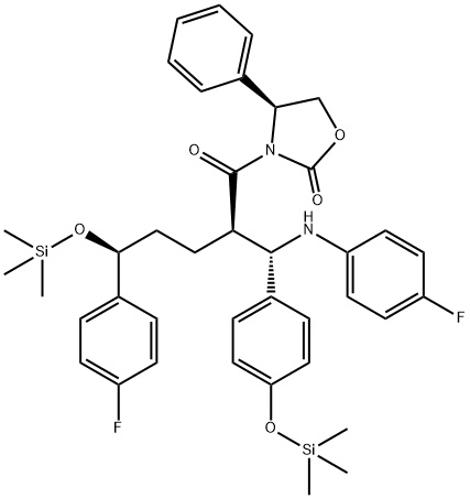 3-[(2R,5S)-5-(4-fluorfenil)-2-[(S)-[(4-fluorfenil(amino)]][4-[trimetilsilil]-oksi]fenil]metil]-1- okso-5-[(trimetilsili)-oksi]pentil]-4-fenil-(4S)-2-oksazolidinonas