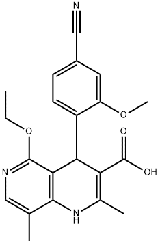 4-(4-ciano-2-metoksifenil)-5-etoksi-2,8-dimetil-1,4-dihidro-1,6-naftiridin-3-karboksirūgštis