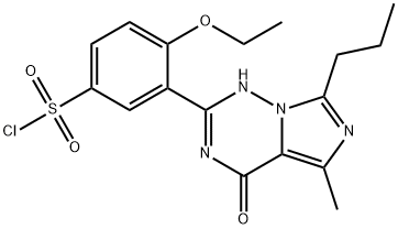 4-etoksi-3-(5-metil-4-okso-7-propil-3,4-dihidroimidazo[5,1-f][1,2,4]-triazin-2-il)benzensulfonilas Chloridas
