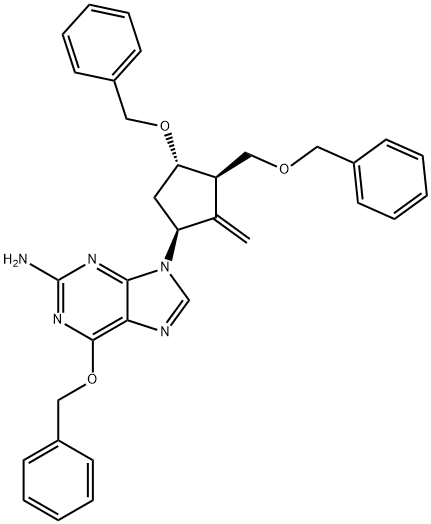 6-(benziloksi)-9-[(1S,3R,4S)-2-metilen-4-(fenilmetoksi)-3-[(fenilmetoksi)metil]ciklopentil]-9H-purin-2-aminas