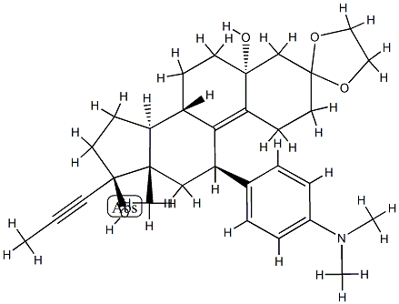 Estr-9-en-3-onas, 11-[4-(dimetilamino)fenil]-5,17-dihidroksi-17-(1-propinil)-, ciklinis 1,2-etandiilacetalis, (5a,11b,17b) )-