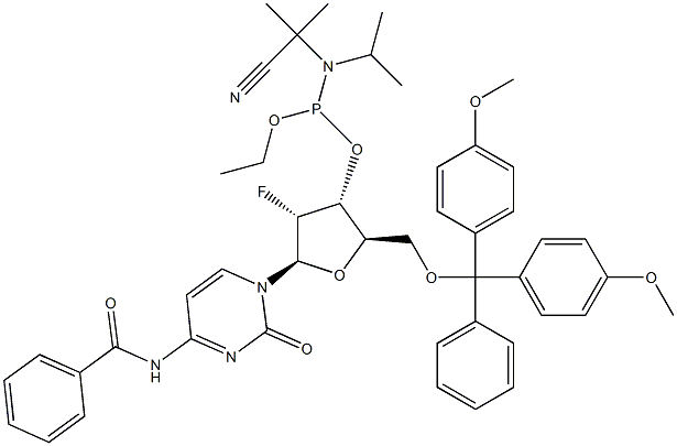 N4-benzoil-2'-deoksi-5'-O-DMT-2'-fluor-citidino fosforamiditas