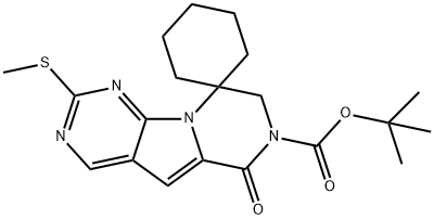 Spiro[cikloheksan-1,9'(6'H)-pirazino[1',2':1,5]pirolo[2,3-d]pirimidinas]-7'(8'H)-karboksirūgštis, 2' -(metiltio)-6’-okso-1,1-dimetiletilo esteris